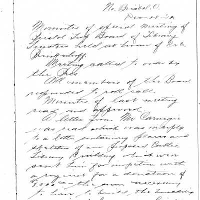 Early Library Minutes,1911