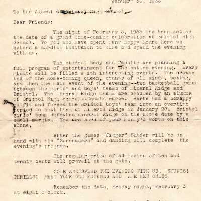 Letter to Bristol Alumni, 1933