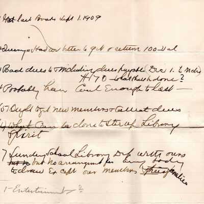 Library Meeting Notes,1909