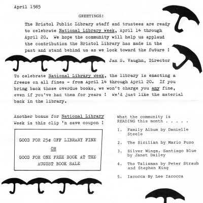 Programs, Newsletters,1985
