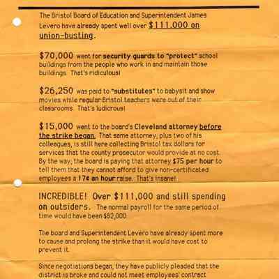 Notice, Bristol School, 1990