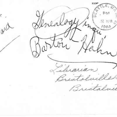 Envelope and Letter, 1984