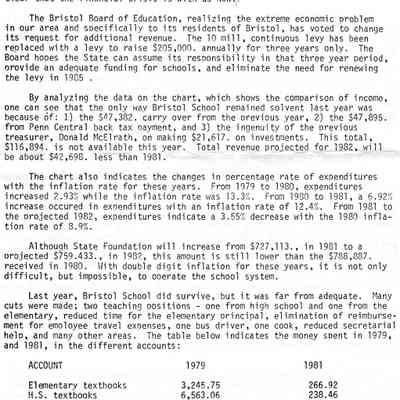 Report, Bristol School, 1982