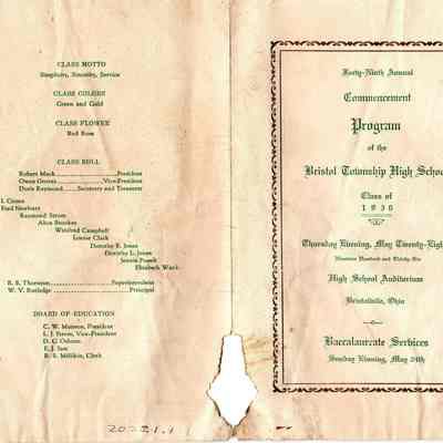Program 1936 Bristol Commencement