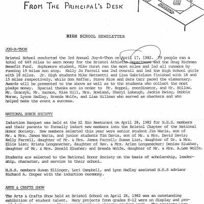 Bristol School Newsletter, 1982