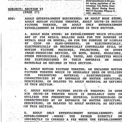 Bristol Township Zoning Board notice, 1995