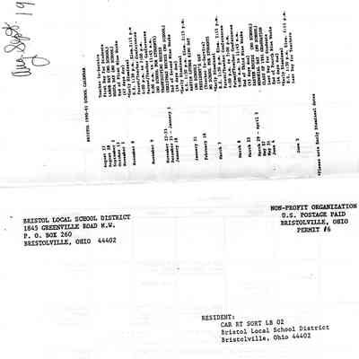 Bristol School Mailer, 1990