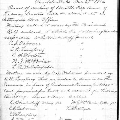 Early Library Minutes,1912