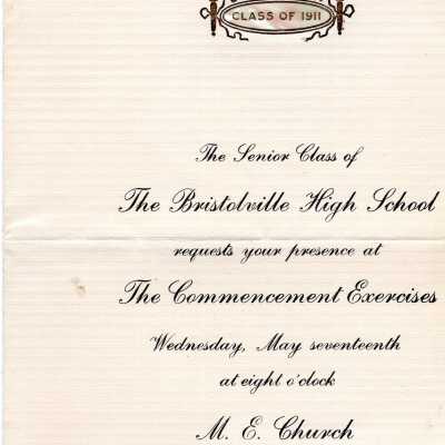Invitation of Bristol High School Commencement,1911