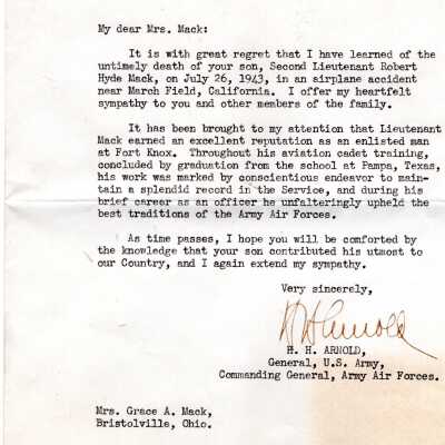 Letter of Condolence, 1943