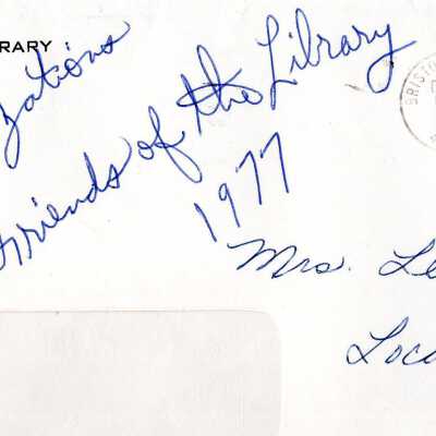 Envelope and Bristol Library Friends Newsletter,1977