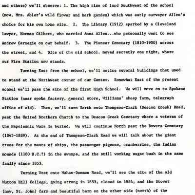 Historical Tour Bristolville, Oh, 1977