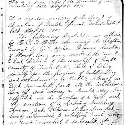 Early Library Minutes,1911