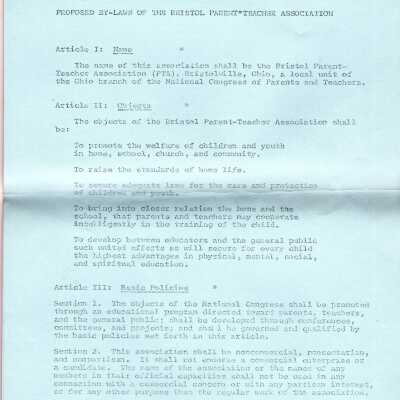 Proposed By-Laws of Bristol Parent Teachers Association,