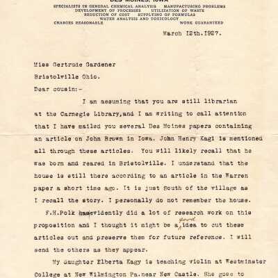 Letter to G. Gardener, 1927