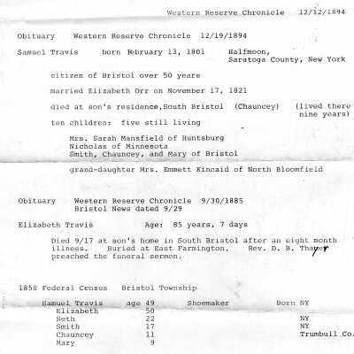 History of Samuel Travis
