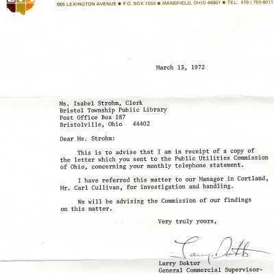 Library Correspondence, 1972