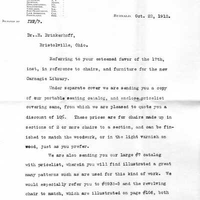 Early Library Correspondence, 1912