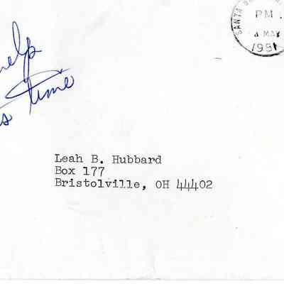 Envelope and Letter, 1981