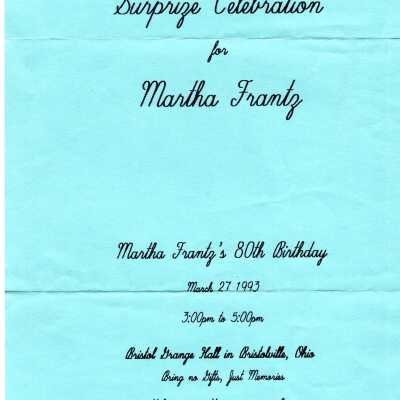 80th Birthday Invitation, 1993