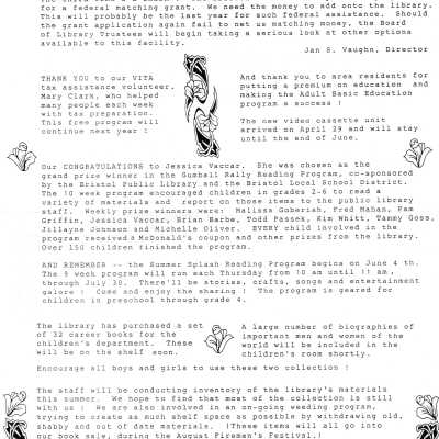 Library Newsletter, 1987