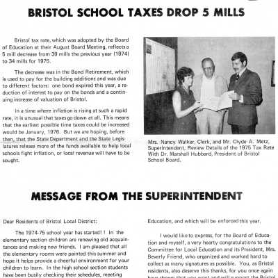 Bristol School Newsletter Report, 1974