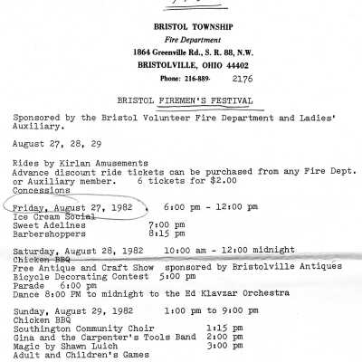 Program notice august 1982, fall festival