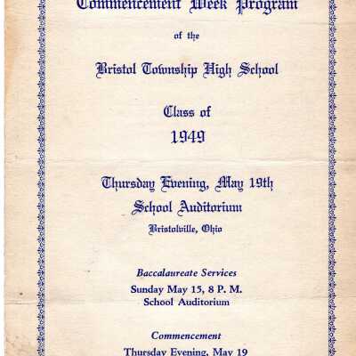 1949 Bristol High School Graduation Program