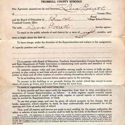 Contract, Bristol School, 1925