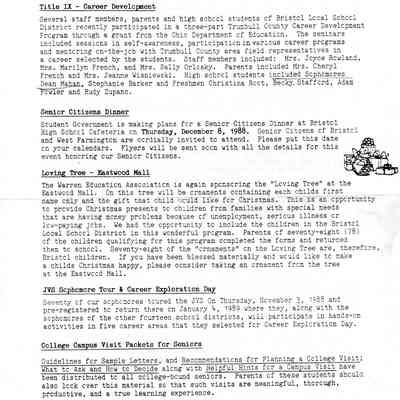 Report, Bristol School, 1988-1989