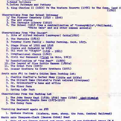 Historical Tour Notes, 1971