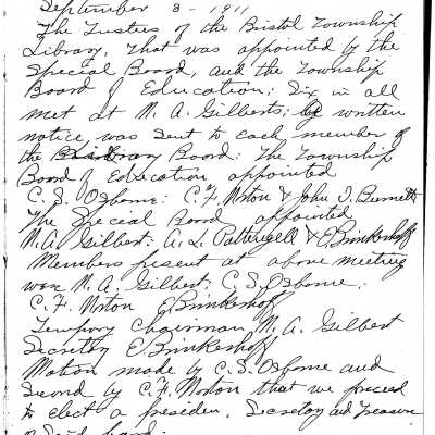 Early Library Minutes,1911