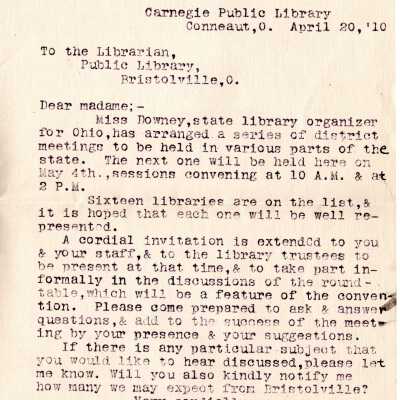 Early Library Correspondence,1910