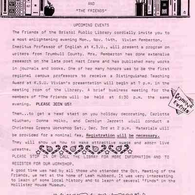 Newsletter, Friends Bristol Public Library,1994