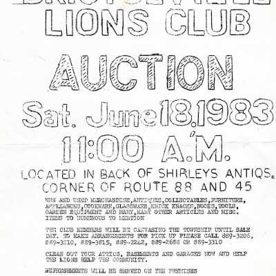 Auction for Bristolville Lions club,1983