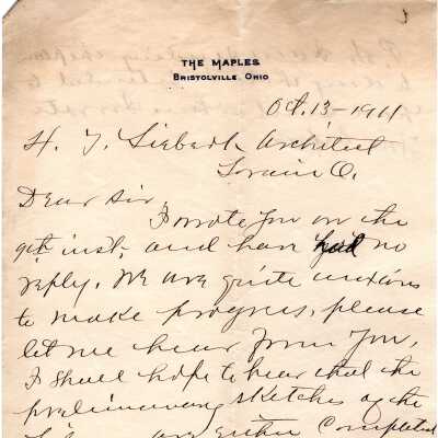 Early Library Correspondence, 1911