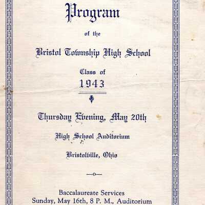 1943 Bristol High School Commencement Program