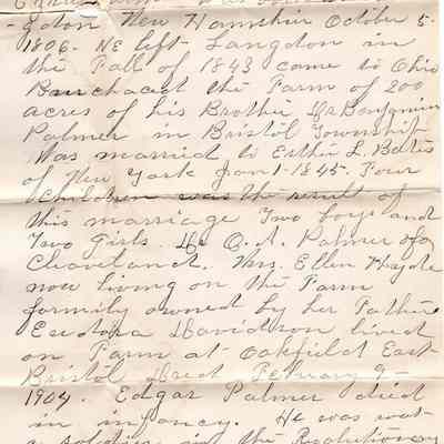 Notes and Envelope of Palmer History