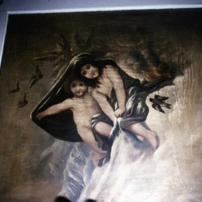 House at 117 Willow Road, dining room ceiling mural
