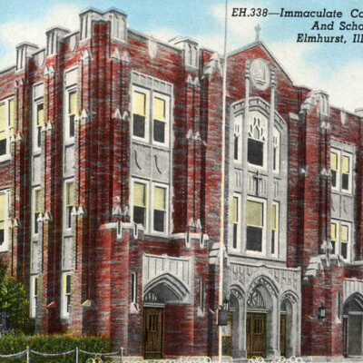 Immaculate Conception Church and School circa 1958