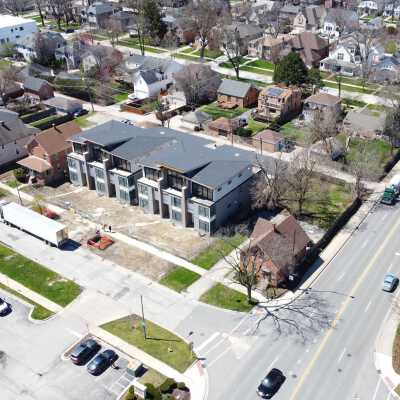 Aerial View, New Townhomes on N. Addison Avenue