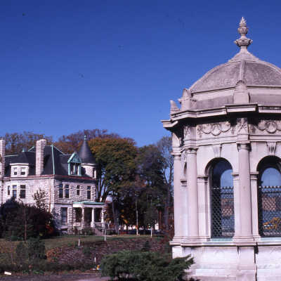 Glos Mausoleum and Elmhurst History Museum in the Glos Mansion