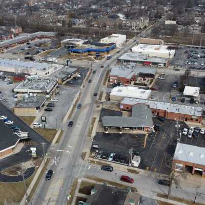 Aerial View, York and Vallette Business District
