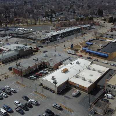 Aerial View, York and Vallette Business District