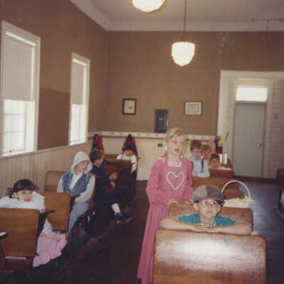 Churchville Schoolhouse, School District 205 students & teacher