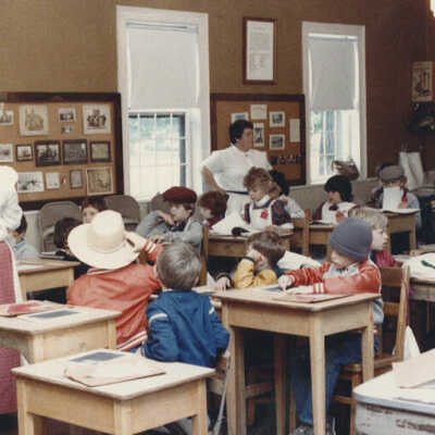 Churchville Schoolhouse, School District 205 students & teacher