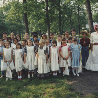 Churchville Schoolhouse, School District 205 students & teacher