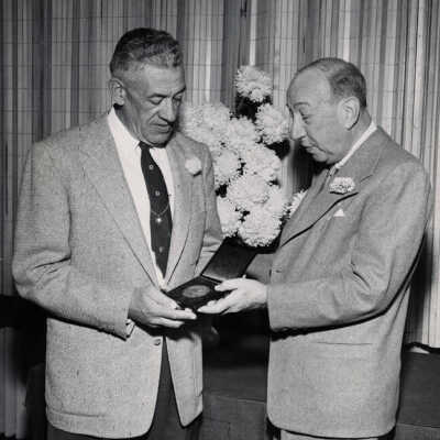 Oakley Morgan, receiving medal