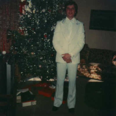 Tim Frantz with Christmas tree