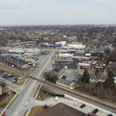 Aerial View, York and Vallette Business District